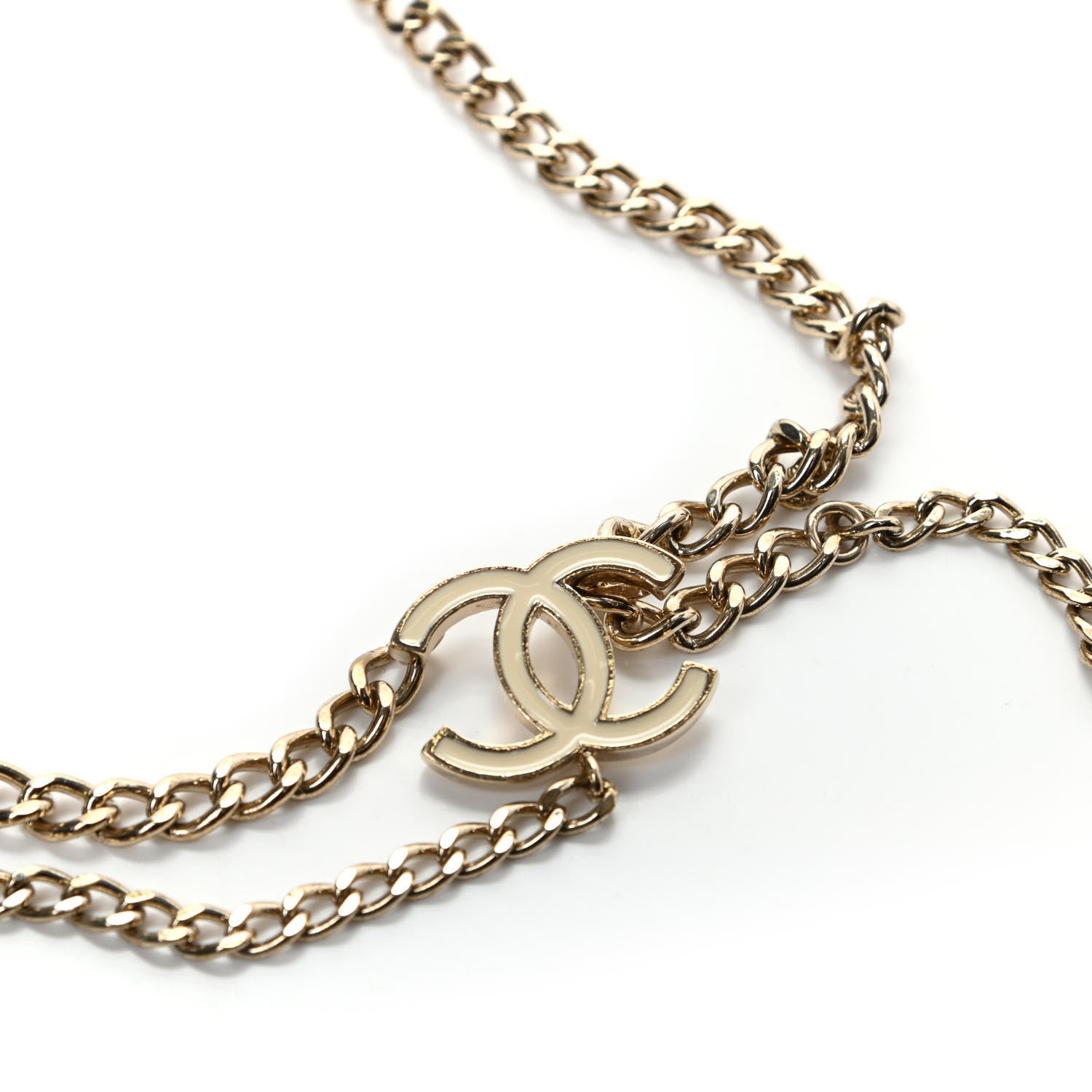 Chanel Enamel CC Chain Logo Belt Gold White 4 of 5