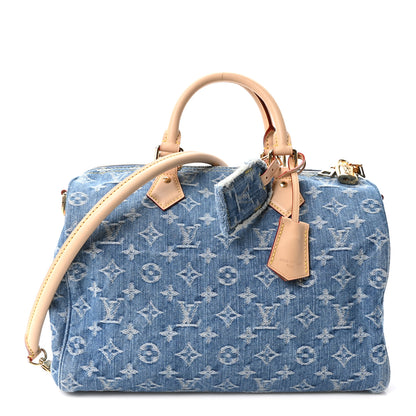 Louis Vuitton Monogram Denim Speedy Soft 30 Blue 1 of 10
