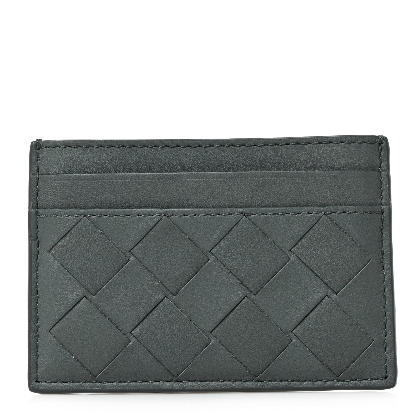 Calfskin Intrecciato Credit Card Case Aloe