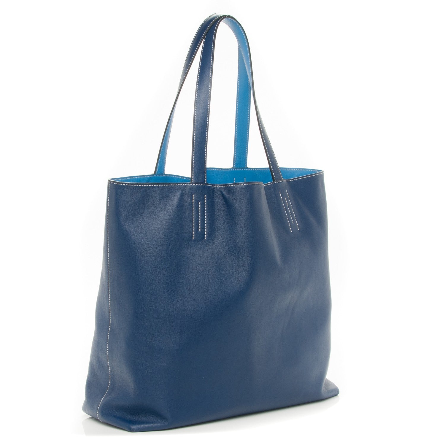 Hermes Veau Sikkim Double Sens 36 Reversible Tote Bleu Sapphire Bleu Paradis 3 of 10