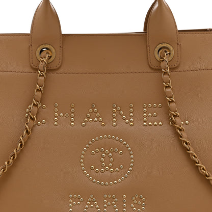 Chanel Caviar Small Studded Deauville Tote Beige 8 of 10