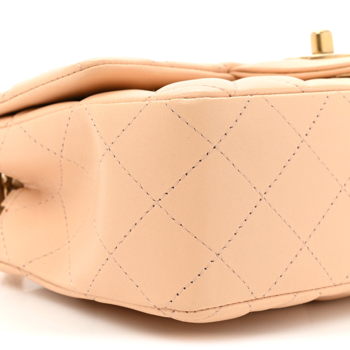 Lambskin Quilted Mini Rectangular Flap Beige