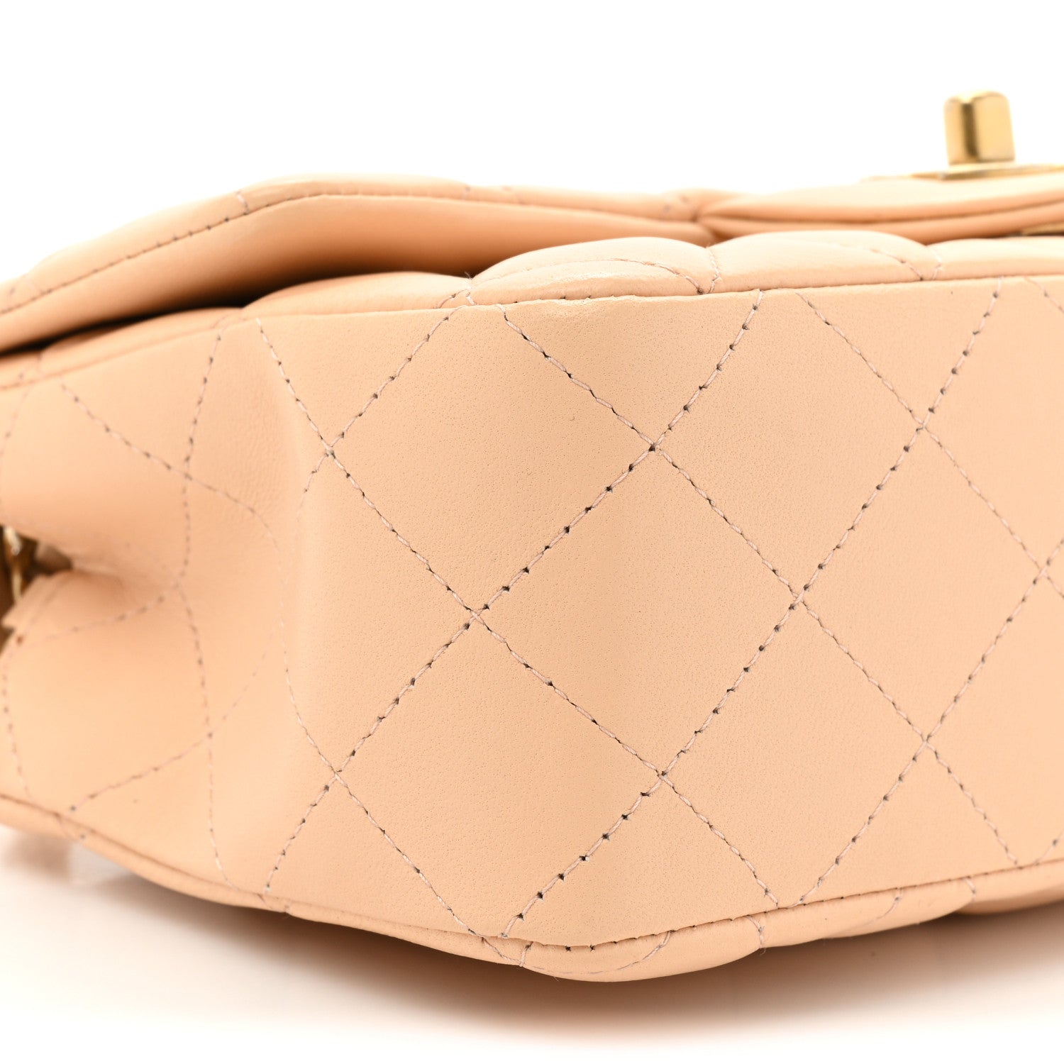 Chanel Lambskin Quilted Mini Rectangular Flap Beige 9 of 10