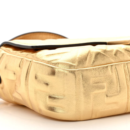 Fendi Vitello Catalan Mirror FF 1974 Embossed Baguette Gold 9 of 10