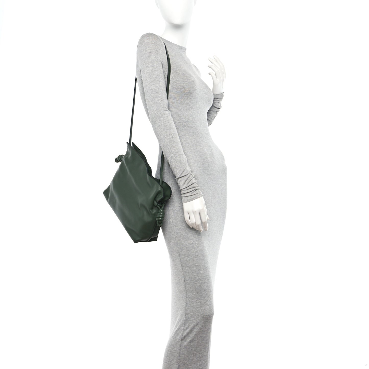 Nappa Flamenco Knot Clutch Vintage Khaki