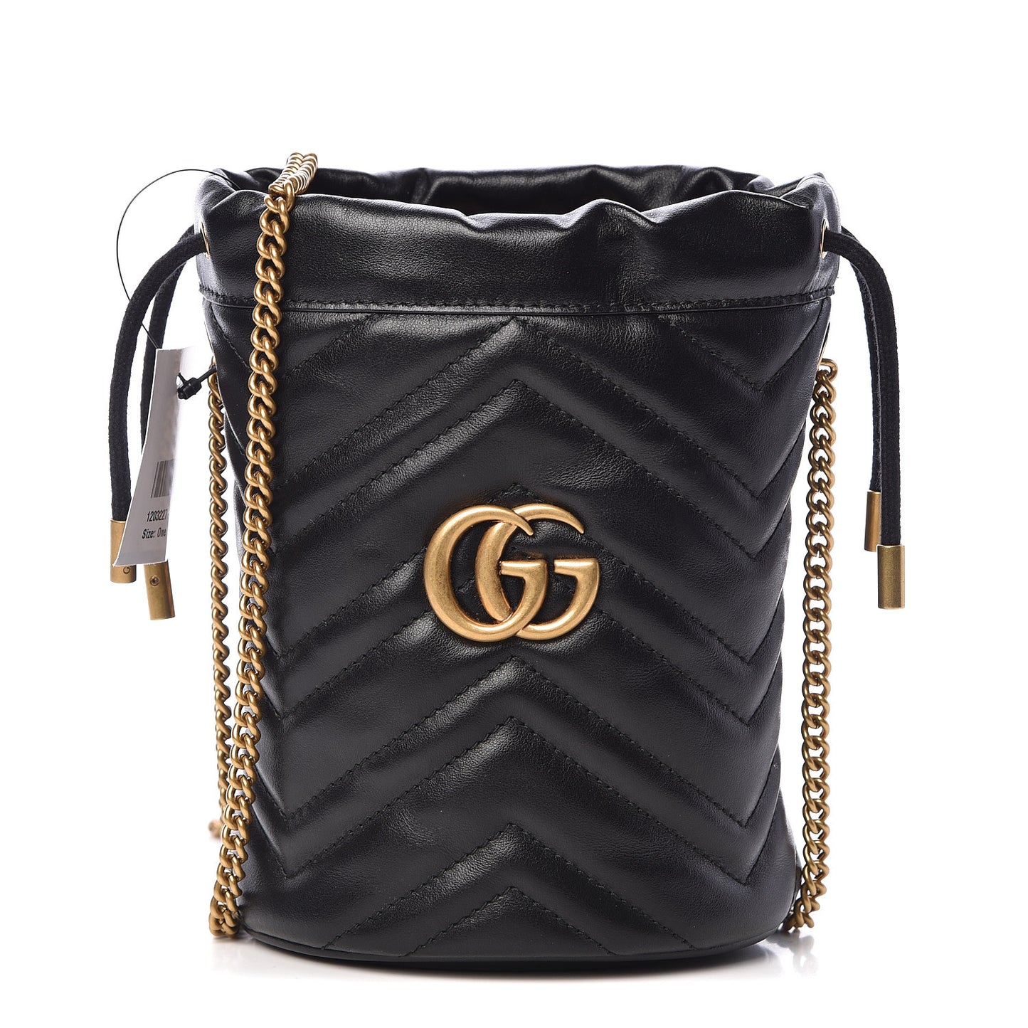 Calfskin Matelasse Mini GG Marmont 2.0 Bucket Bag Black