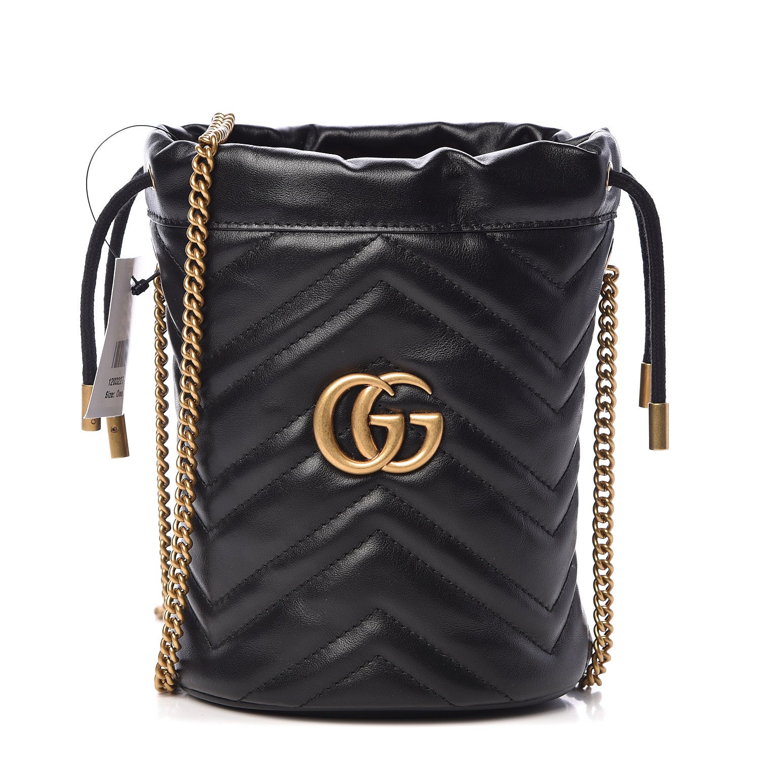 Gucci Calfskin Matelasse Mini GG Marmont 2.0 Bucket Bag Black 1 of 10