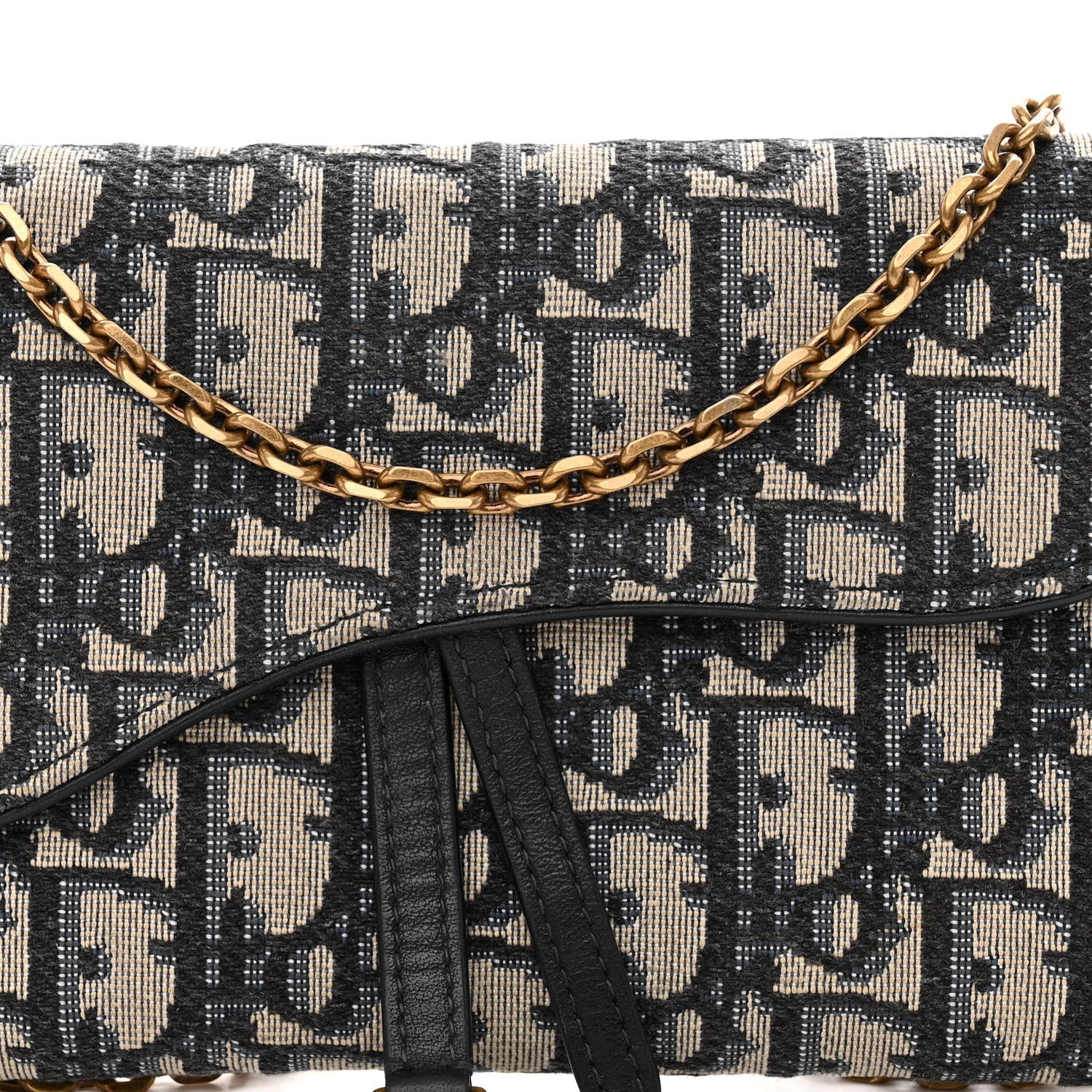 Christian Dior Oblique Saddle Chain Long Wallet Blue 8 of 10