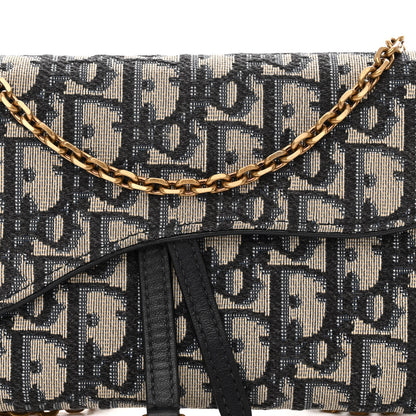 Christian Dior Oblique Saddle Chain Long Wallet Blue 8 of 10