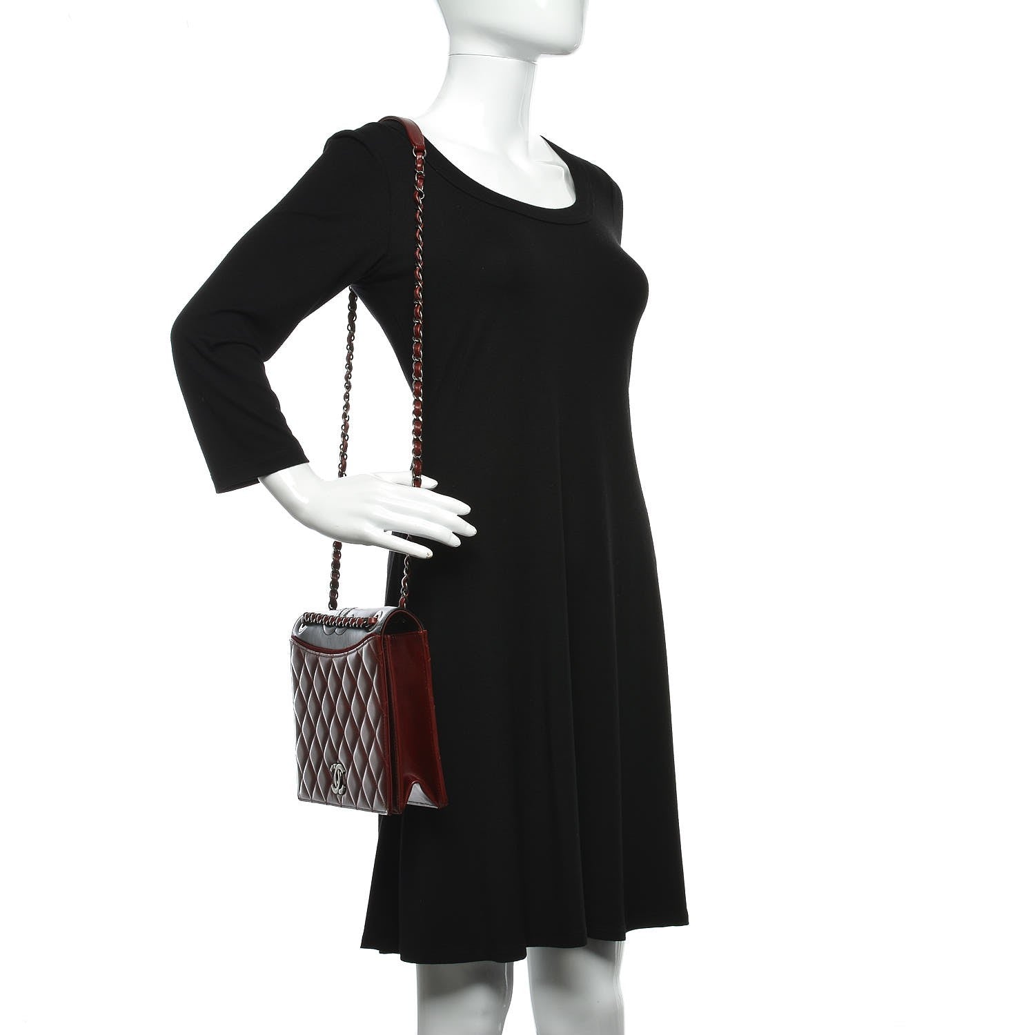 Chanel Calfskin Quilted Ballerine Flap Black Dark Red 2 of 13