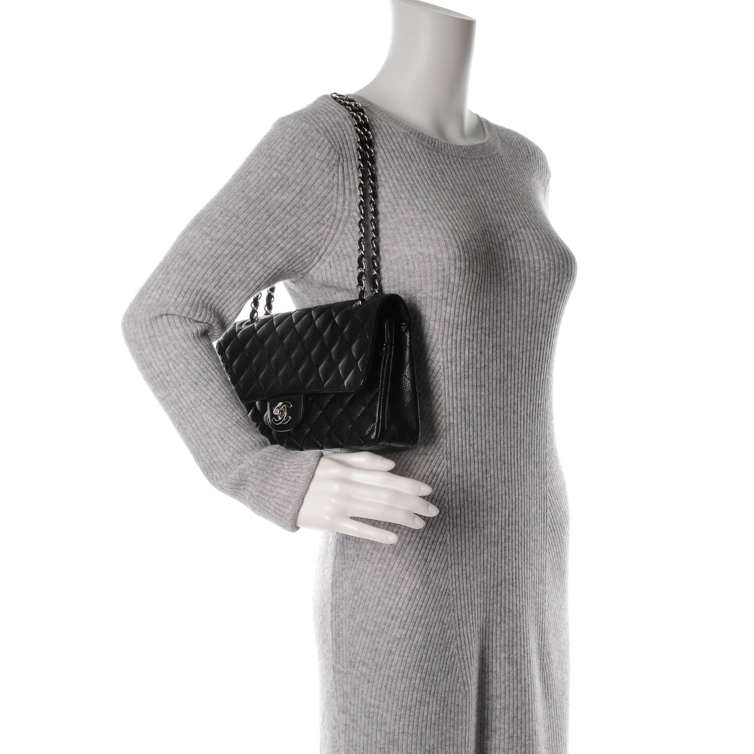 Chanel Caviar Quilted Medium Double Flap Black 2 of 8