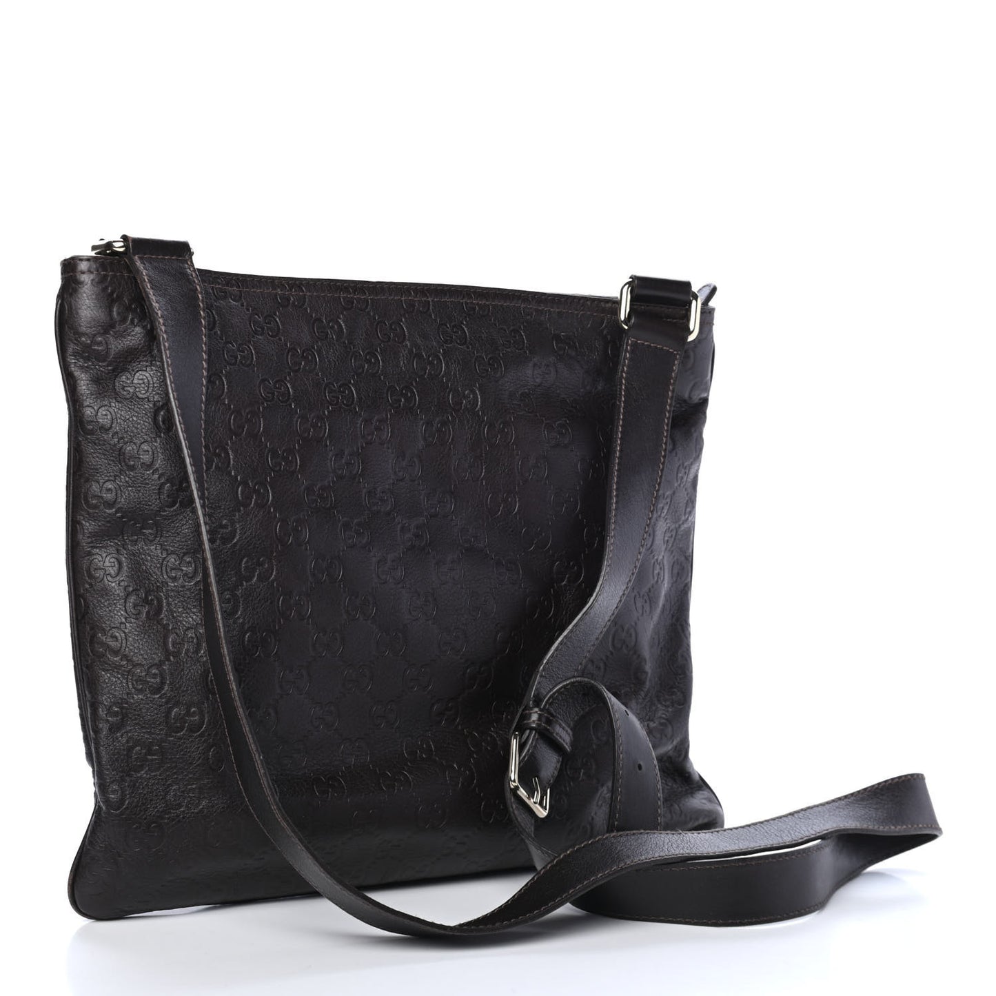 Guccissima Medium Flat Messenger Bag Dark Brown