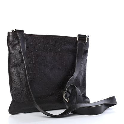 Gucci Guccissima Medium Flat Messenger Bag Dark Brown 2 of 4