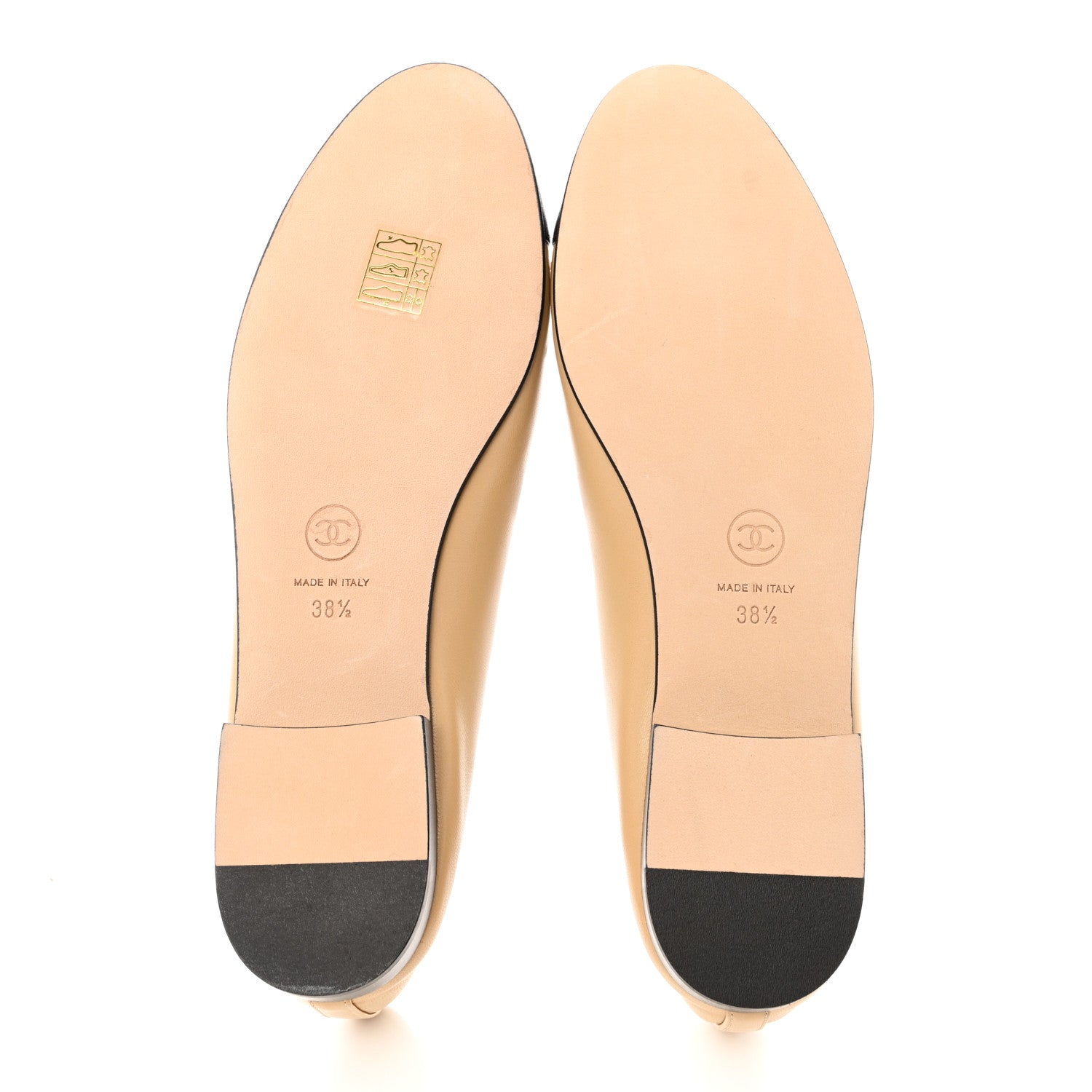 Chanel Lambskin Cap Toe Ballerina Flats 38.5 Beige Black 5 of 9