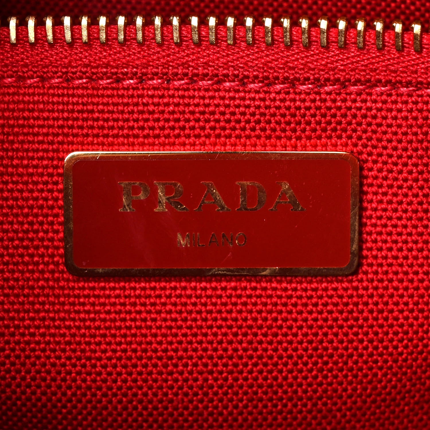 Prada Wicker Canvas Shoulder Bag Rosso 5 of 13