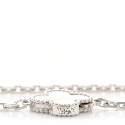 Van Cleef & Arpels 18K White Gold Mother of Pearl Chalcedony 16 Motifs Magic Alhambra Necklace 5 of 5