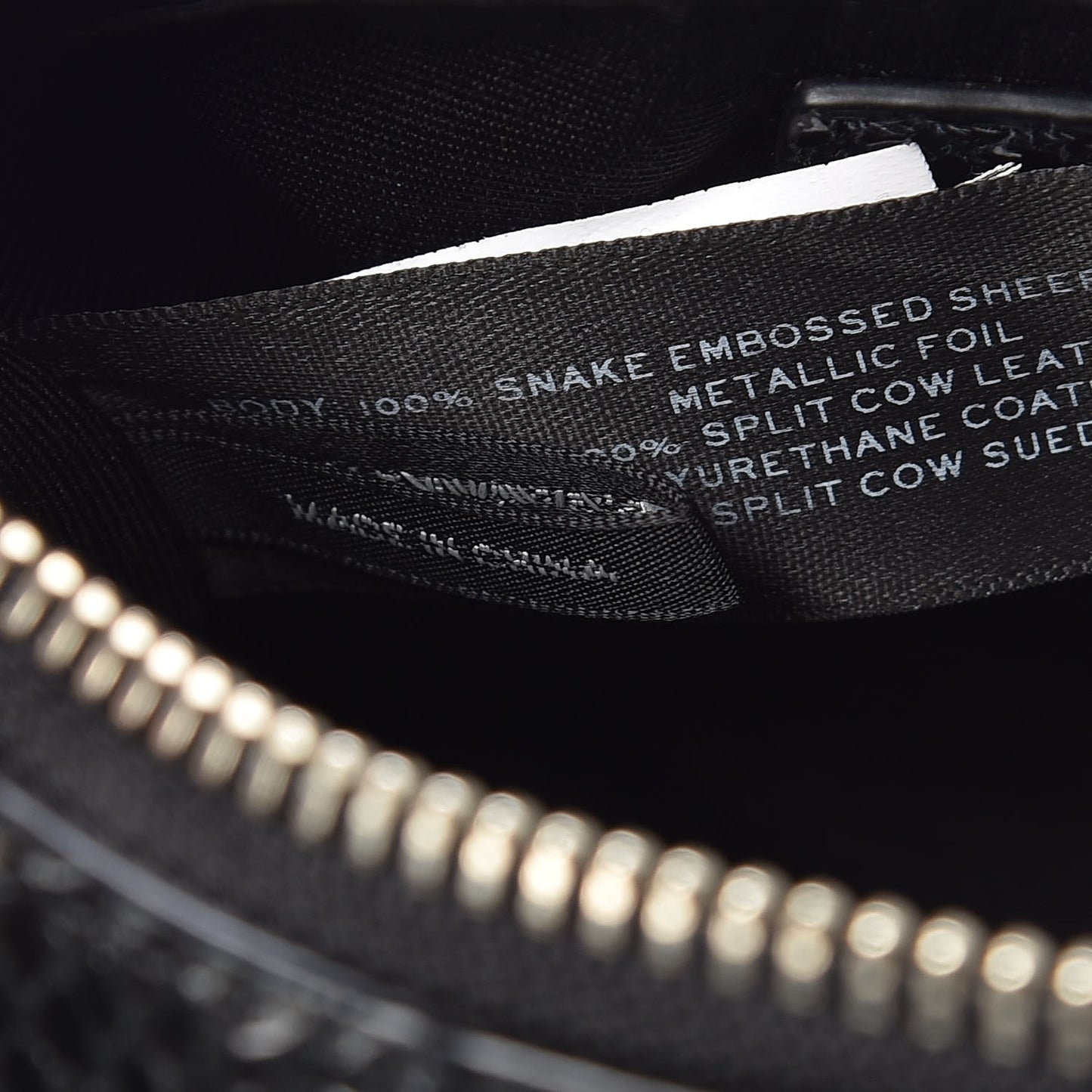 Metallic Sheepskin Python Embossed Snapshot Camera Bag Black