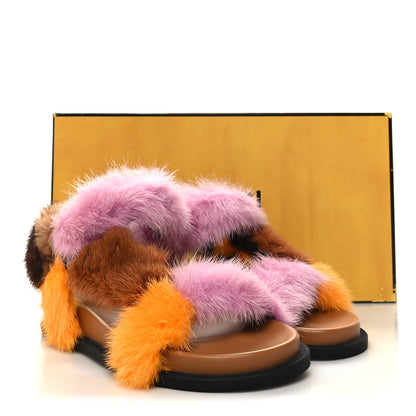 Fendi Mink Fur FF Feel Sandals 36 Tobacco Multicolor 9 of 9