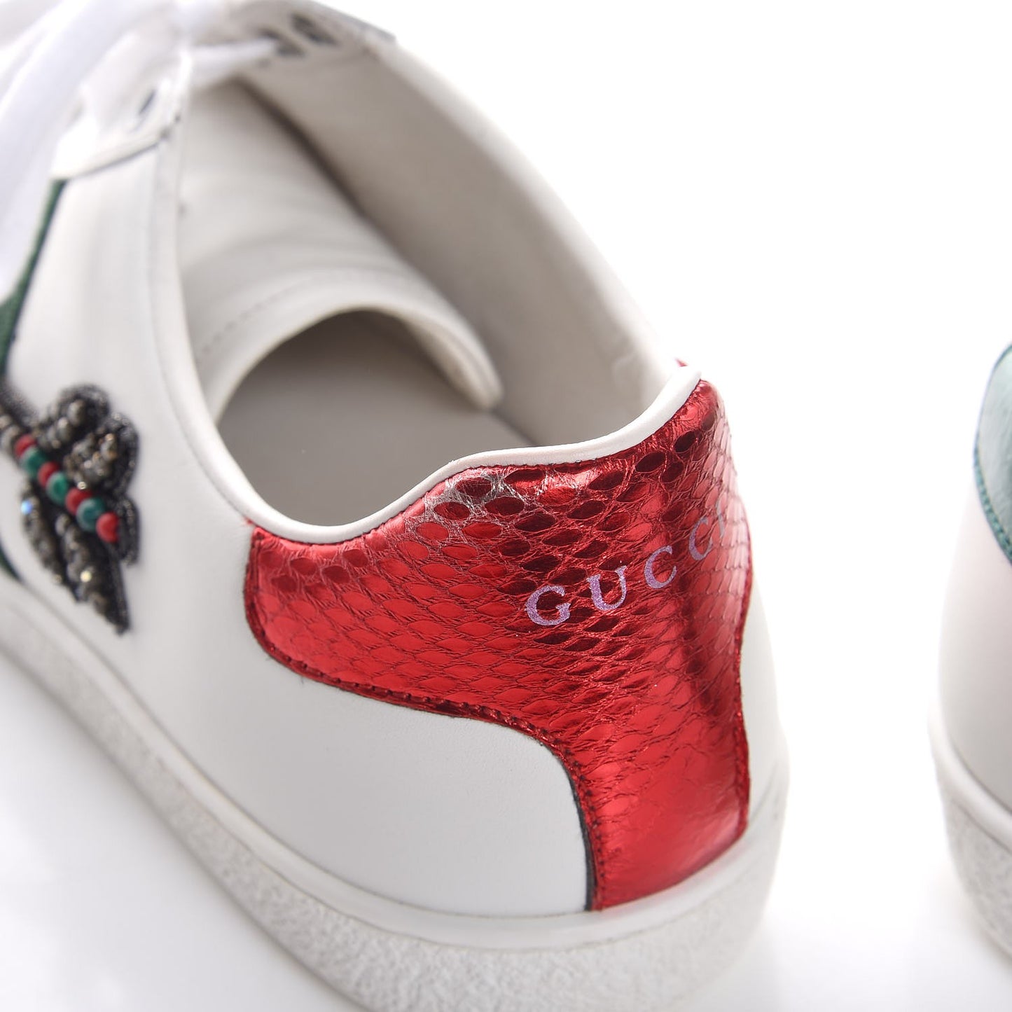 Calfskin Web Studded Arrow Ace Sneakers 39 White