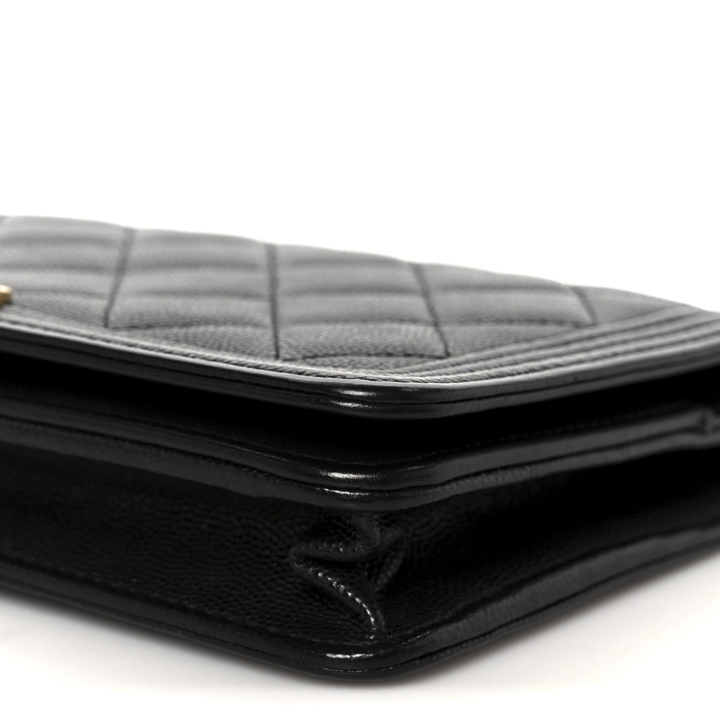 Caviar Quilted Boy Wallet On Chain WOC Black