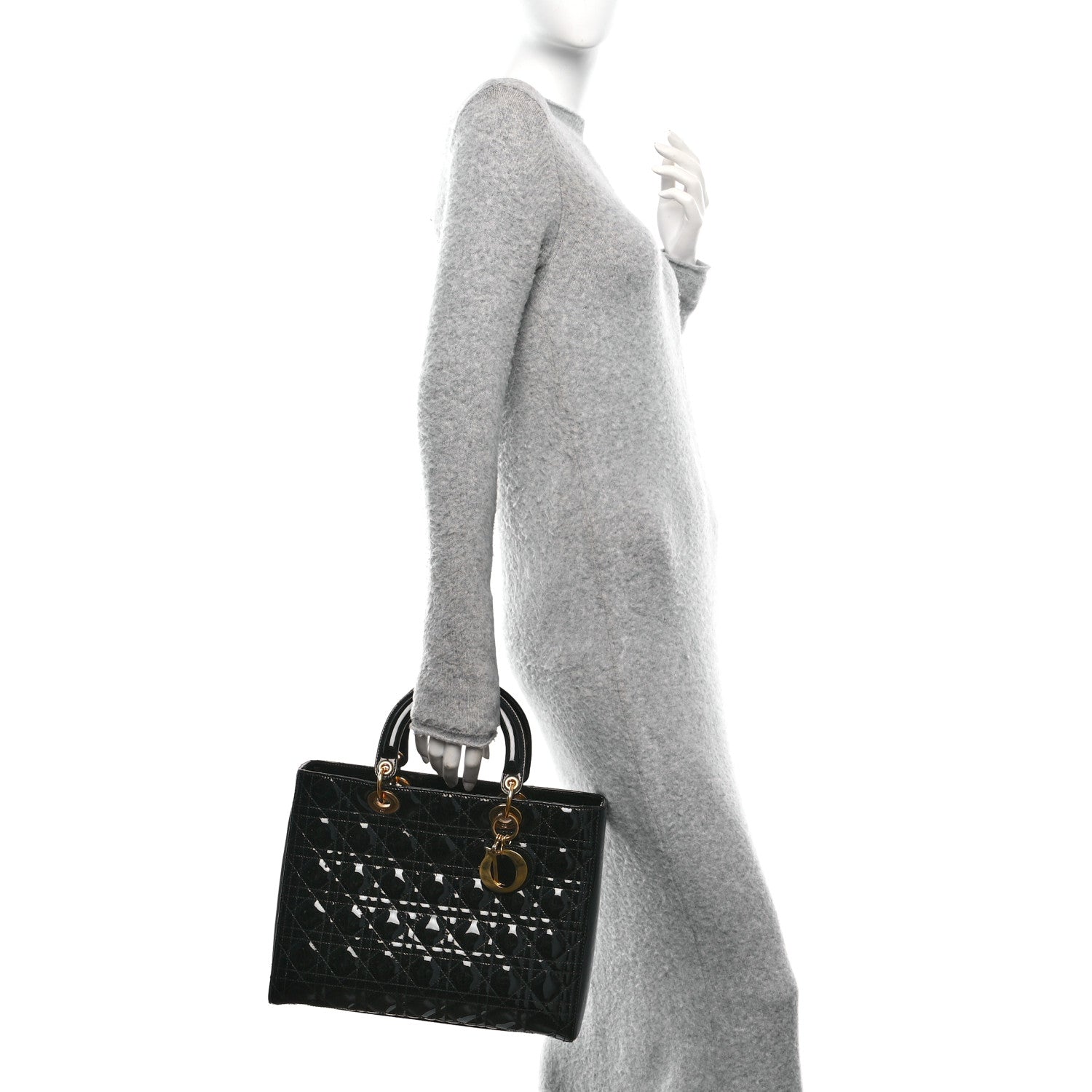 Christian Dior Patent Cannage Large Lady Dior Black 2 of 10