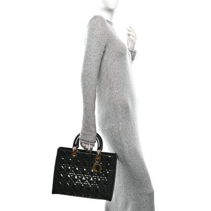 Christian Dior Patent Cannage Large Lady Dior Black 2 of 10