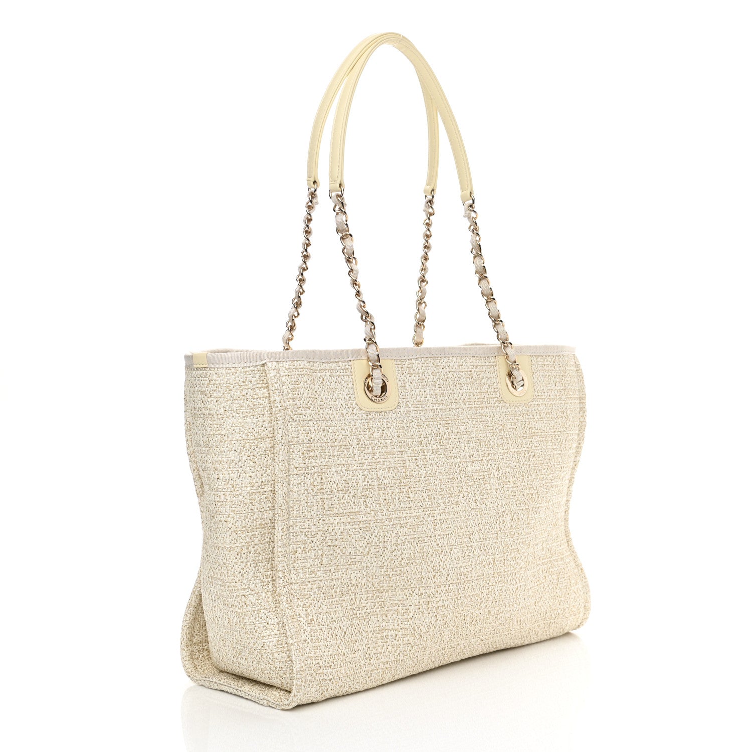 Chanel Lurex Boucle Small Deauville Tote Ivory 3 of 10