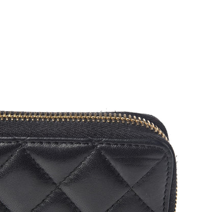 Chanel Lambskin Quilted Large Gusset Zip Around Wallet Black 10 of 11