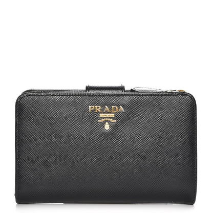 Prada Saffiano Compact Wallet Nero Black 1 of 6