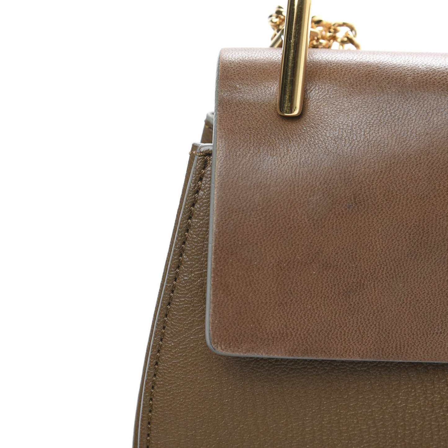 Grained Lambskin Nano Drew Shoulder Bag Woody Khaki