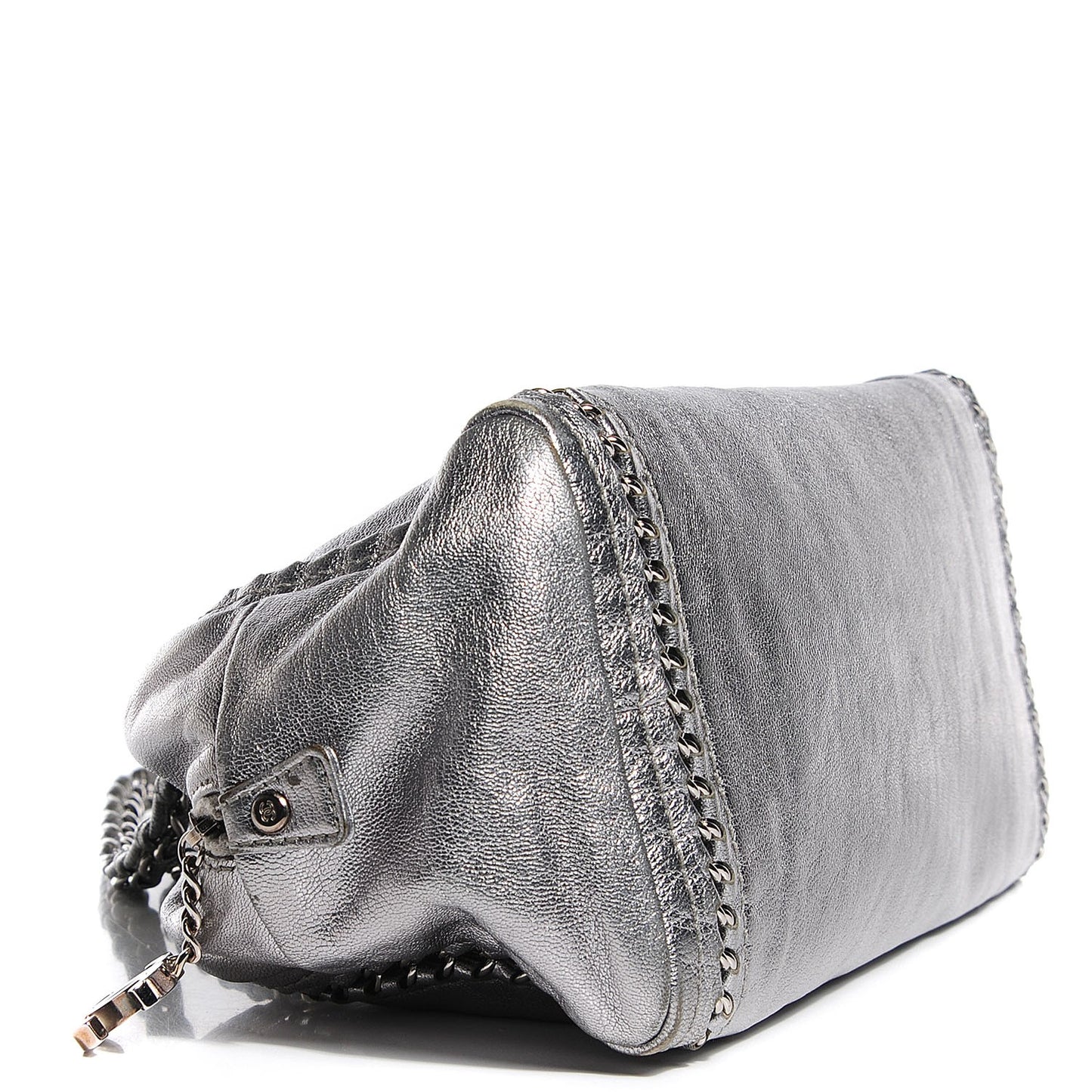 Metallic Goatskin Medium Luxe Ligne Bowler Silver