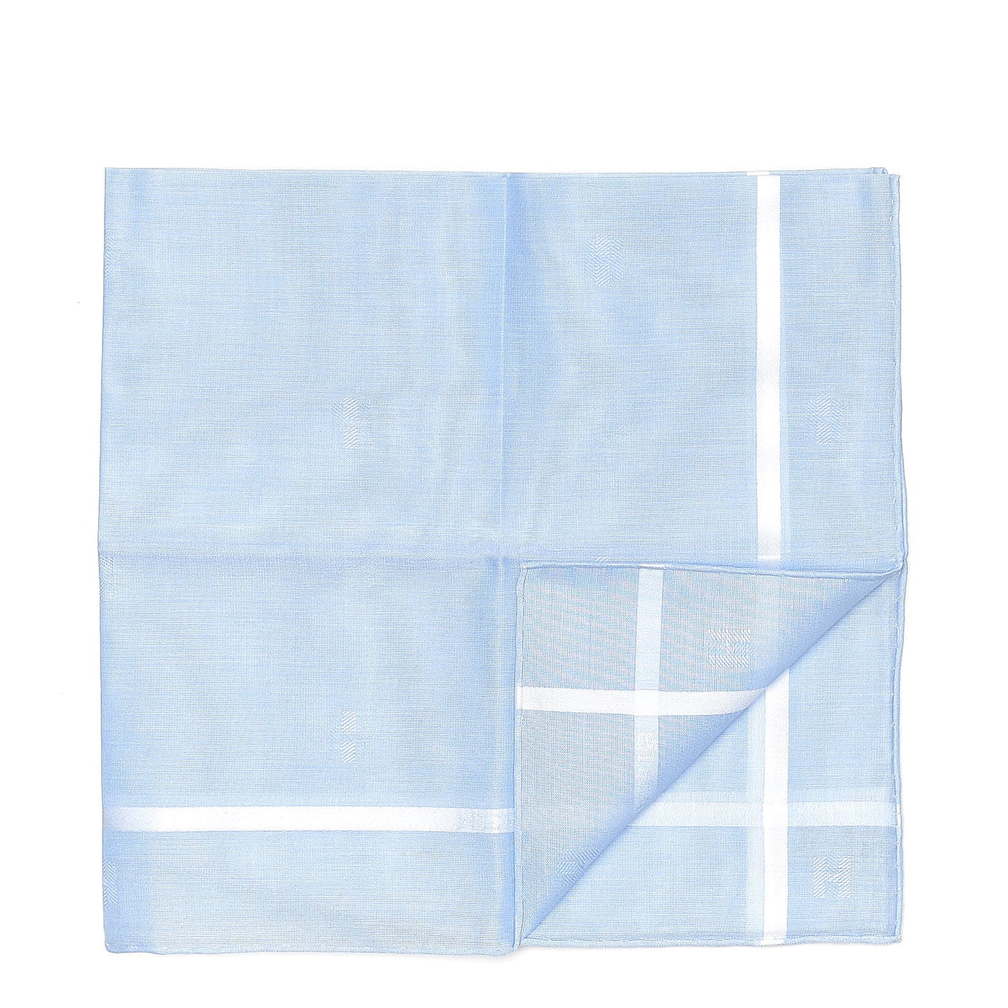 Cotton Hankachi Handkerchief Gift Set H Passant Jacquard d'H Bleu Ciel Bleu