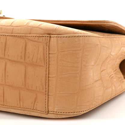 Chanel Suede Calfskin Crocodile Embossed Small Souplissimo Maxi Flap Camel 10 of 10