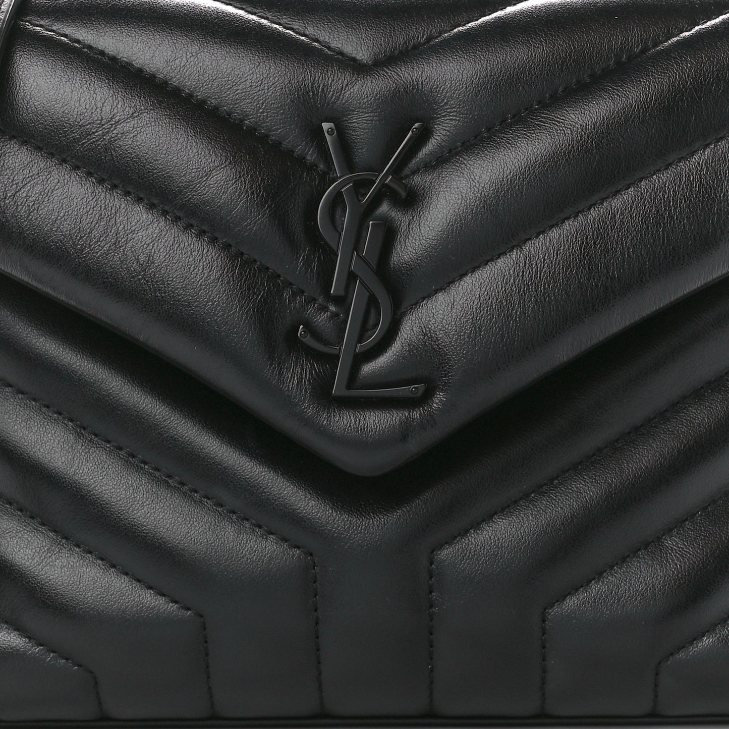 Calfskin Y Quilted Monogram Monochrome Small Loulou Chain Satchel Black