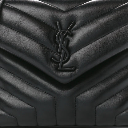 Saint Laurent Calfskin Y Quilted Monogram Monochrome Small Loulou Chain Satchel Black 9 of 12