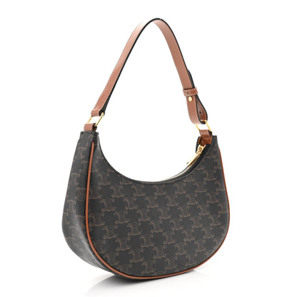 Celine Triomphe Canvas Calfskin Ava Shoulder Bag Tan 3 of 11