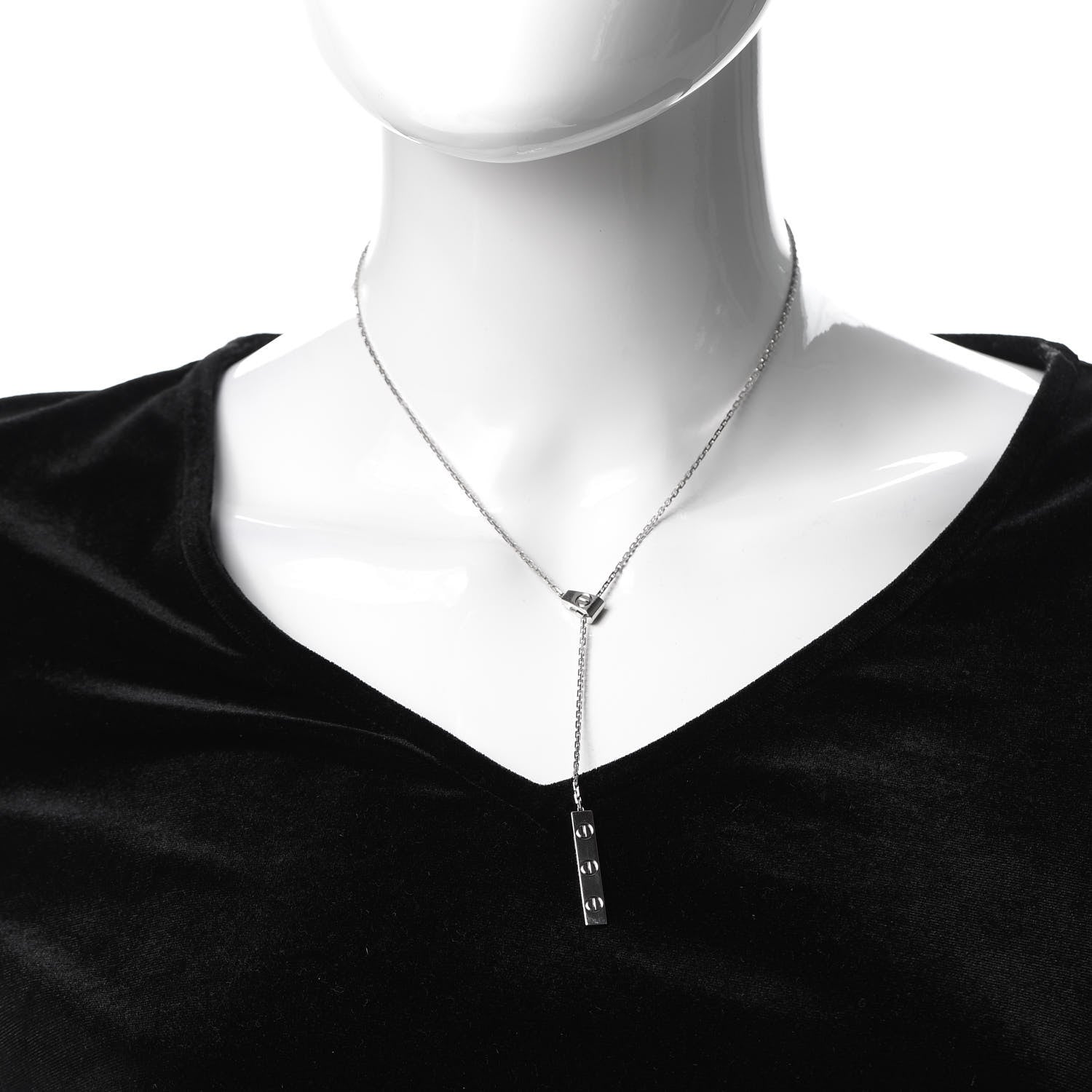 Cartier 18K White Gold LOVE Lariat Necklace 2 of 5