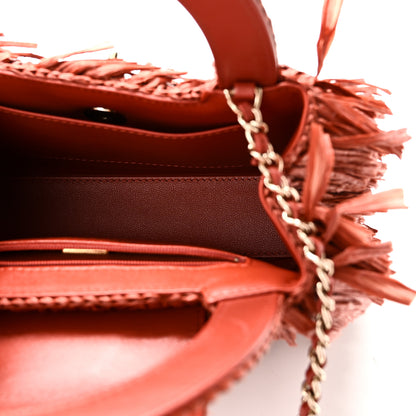 Chanel Raffia Fringe Nano Kelly Shopper Red 5 of 10