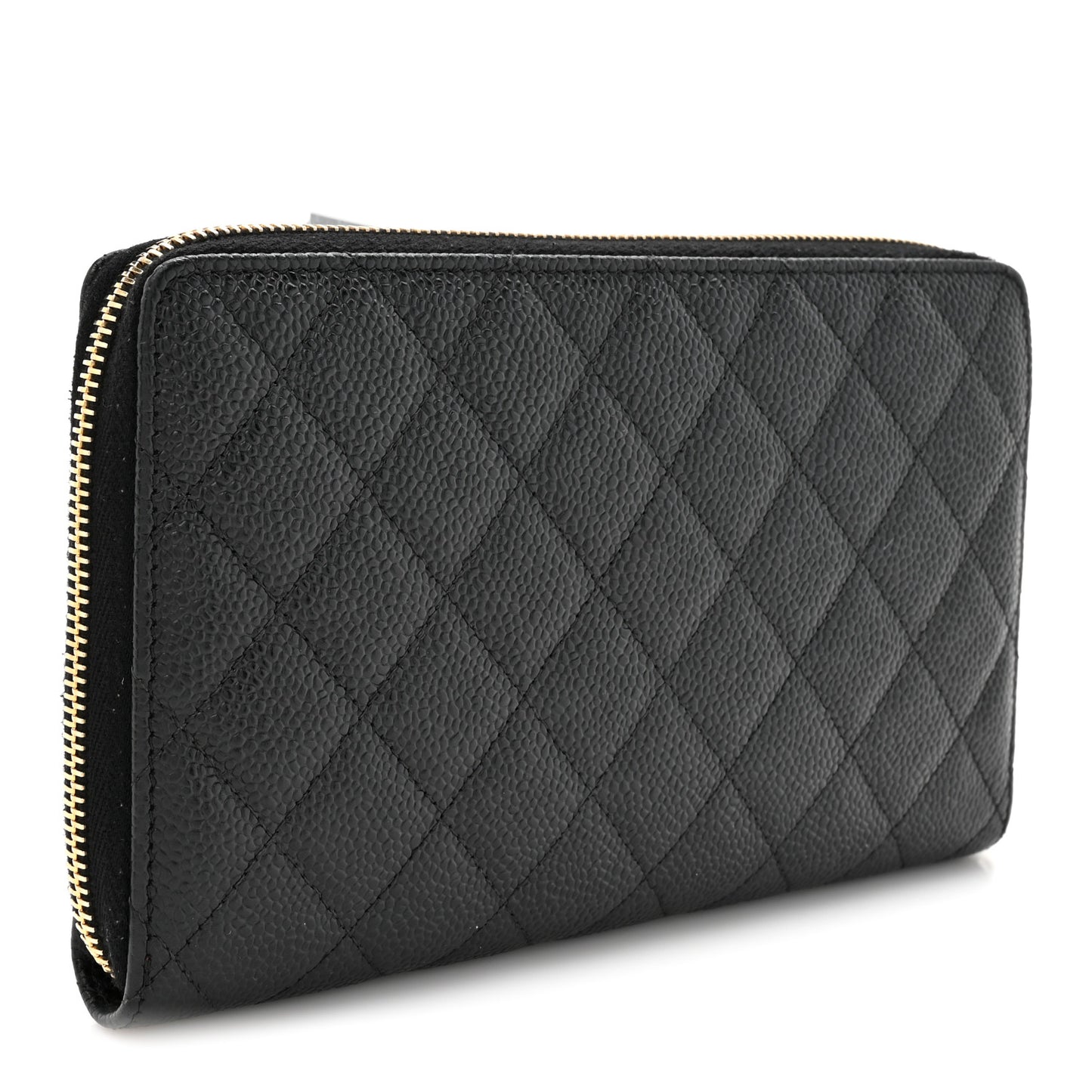 Caviar Quilted Large Zip Around Organizer Wallet Black