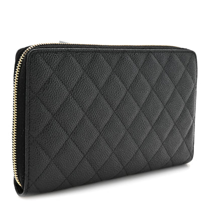 Chanel Caviar Quilted Large Zip Around Organizer Wallet Black 3 of 11