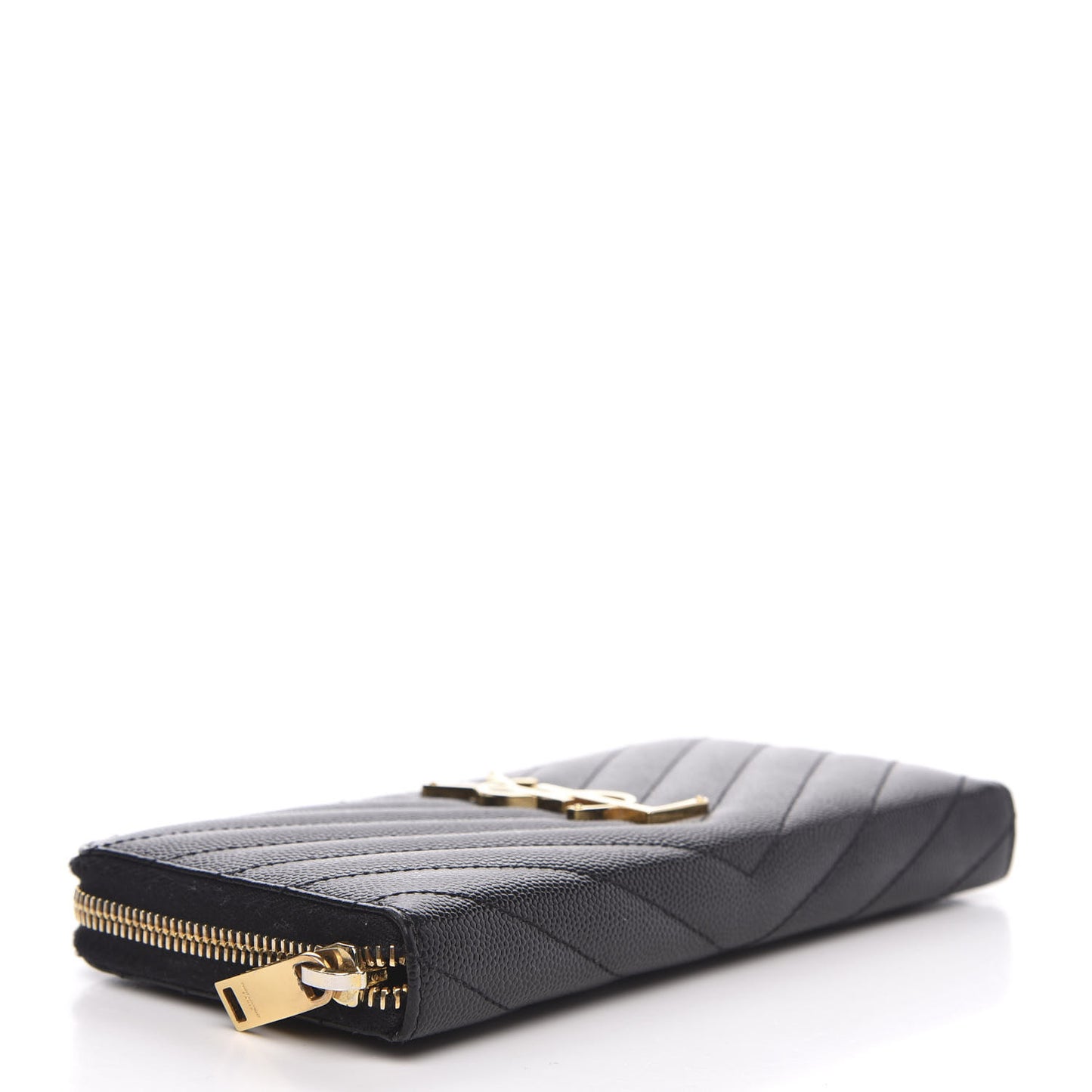 Grain De Poudre Matelasse Chevron Monogram Zip Around Wallet Black