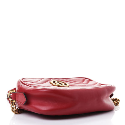 Gucci Calfskin Matelasse Mini GG Marmont Chain Shoulder Bag Hibiscus Red 3 of 4