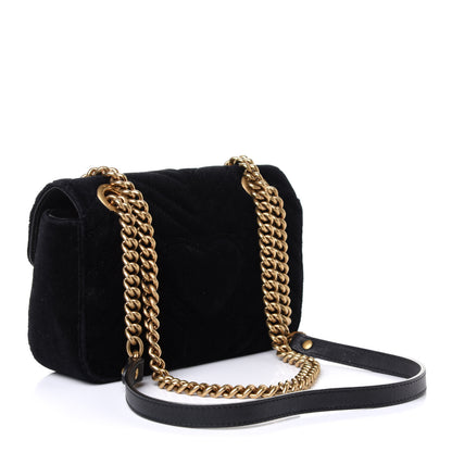 Gucci Velvet Matelasse Embroidered Medium GG Marmont Shoulder Bag Black 3 of 5