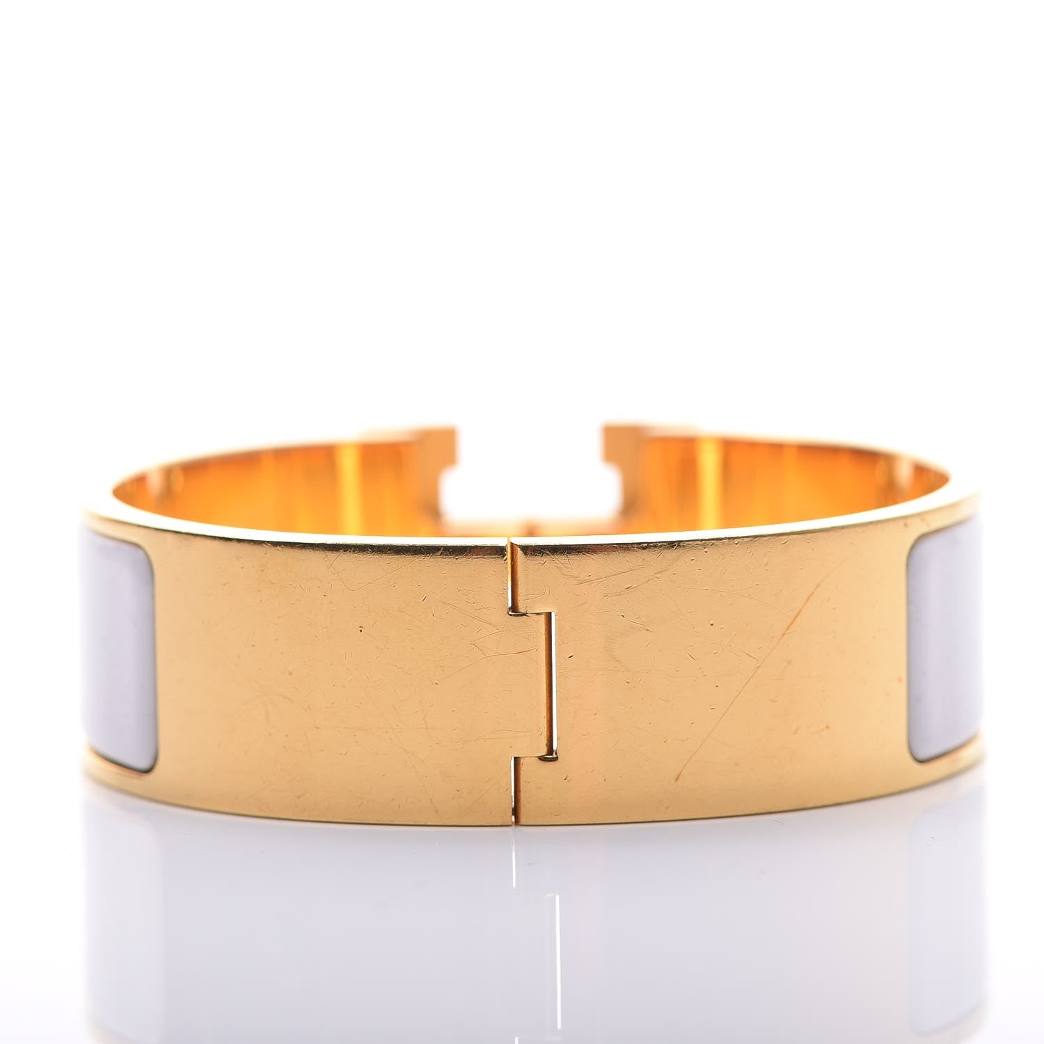 Hermes Enamel Wide Clic Clac H Bracelet GM White 3 of 6
