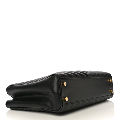 Saint Laurent Grain De Poudre Matelasse Chevron Monogram Shopping Bag Black 4 of 13