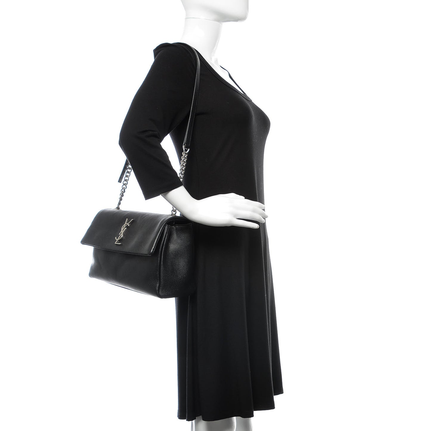 Grain De Poudre Medium West Hollywood Monogram Fold-Over Black
