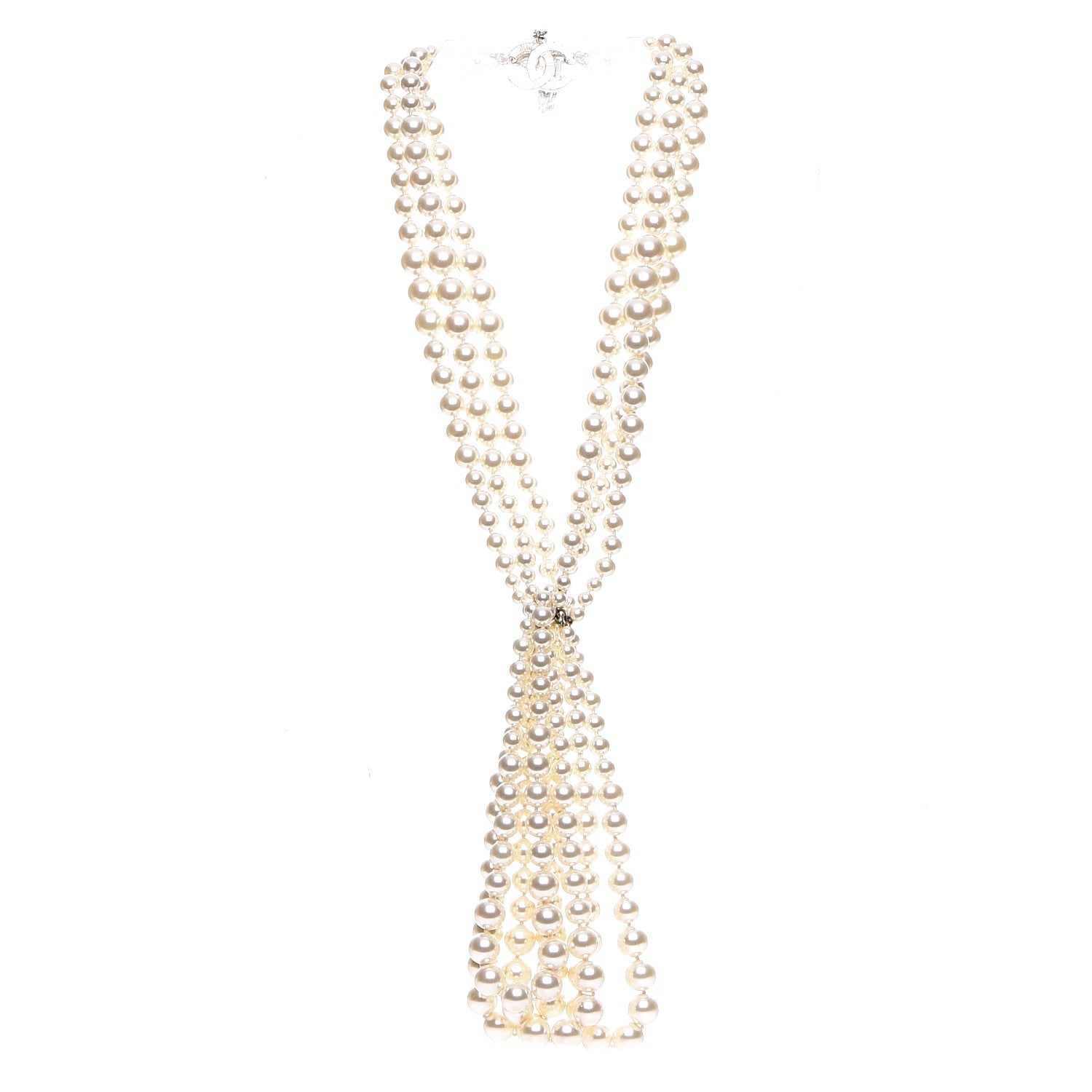 Chanel Pearl Multi Strand CC Necklace Gold 3 of 6