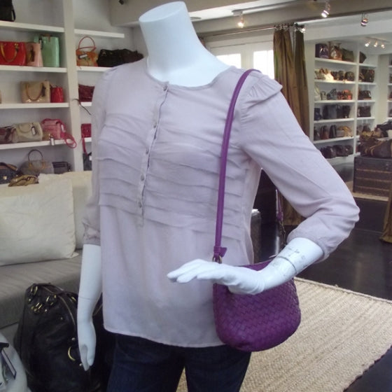 Bottega Veneta Leather Woven Shoulder Bag Orchid 2 of 9