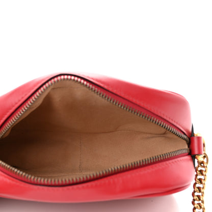 Gucci Calfskin Matelasse Mini GG Marmont Chain Shoulder Bag Hibiscus Red 5 of 10