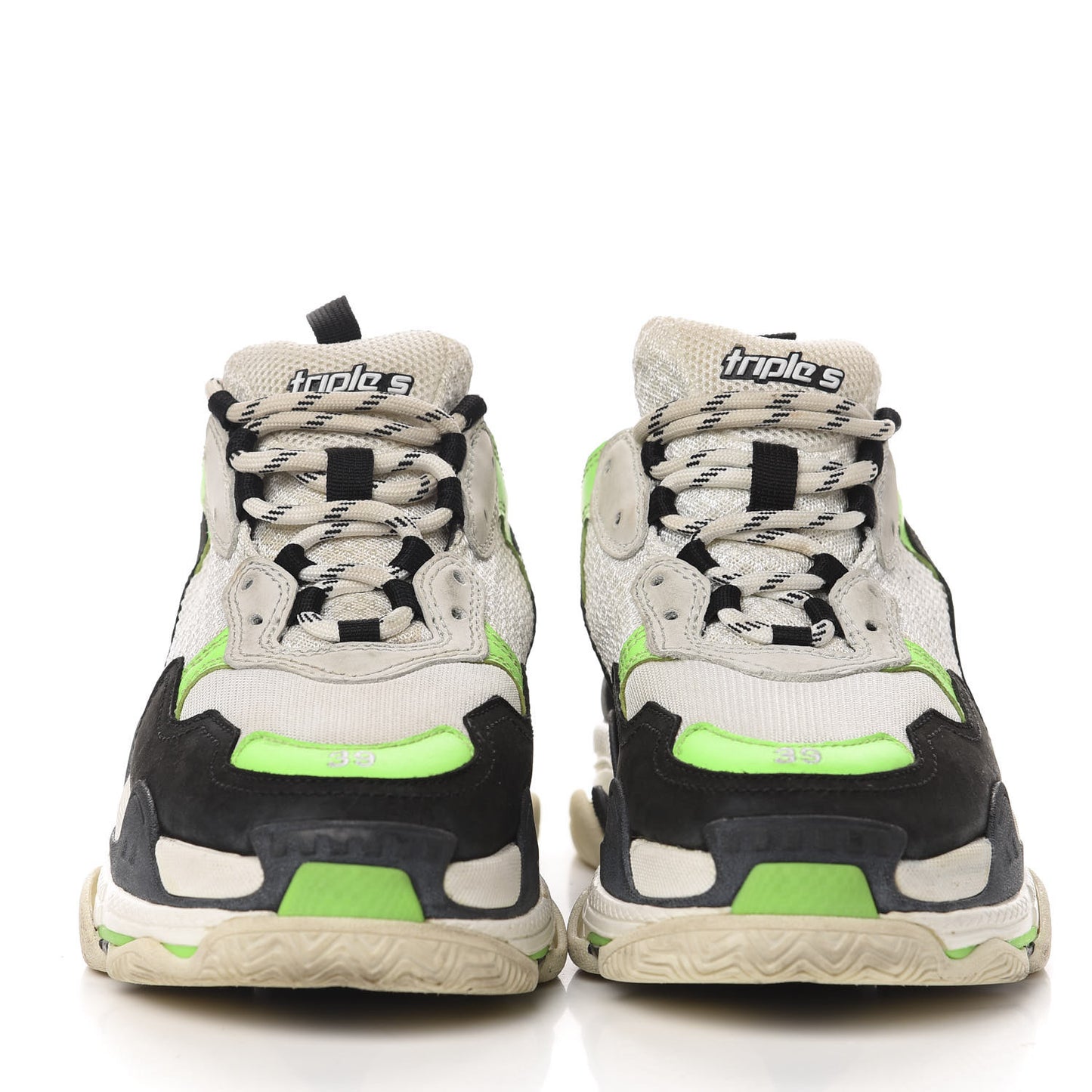 Fabric Mesh Womens Triple S Sneakers 39 White Green Fluo Black
